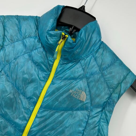 Women's Blue Yellow The North Face Summit Series 900 Goose Down Puffer Vest Sz L - Picture 2 of 9